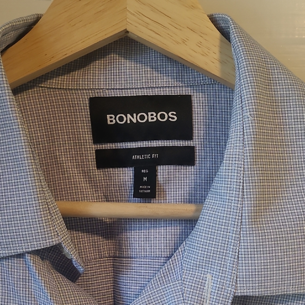 Bonobos Men's Blue Checkered Tech Button Down Shirt